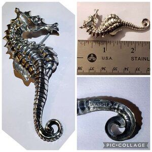 Beau Sterling Signed Seahorse Pin